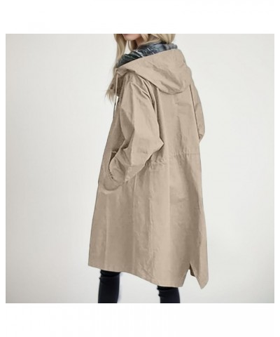 Women Solid Trench Coat with Belt Dress Coat Long Buttons Loose Fit Fashion with Pockets for Winter Khaki $14.84 Coats