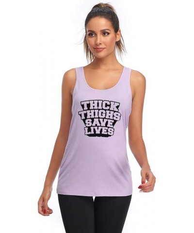 Workout Tank Tops for Women-Womens Funny Saying Fitness Gym Racerback Sleeveless Shirts Purple $9.84 Activewear